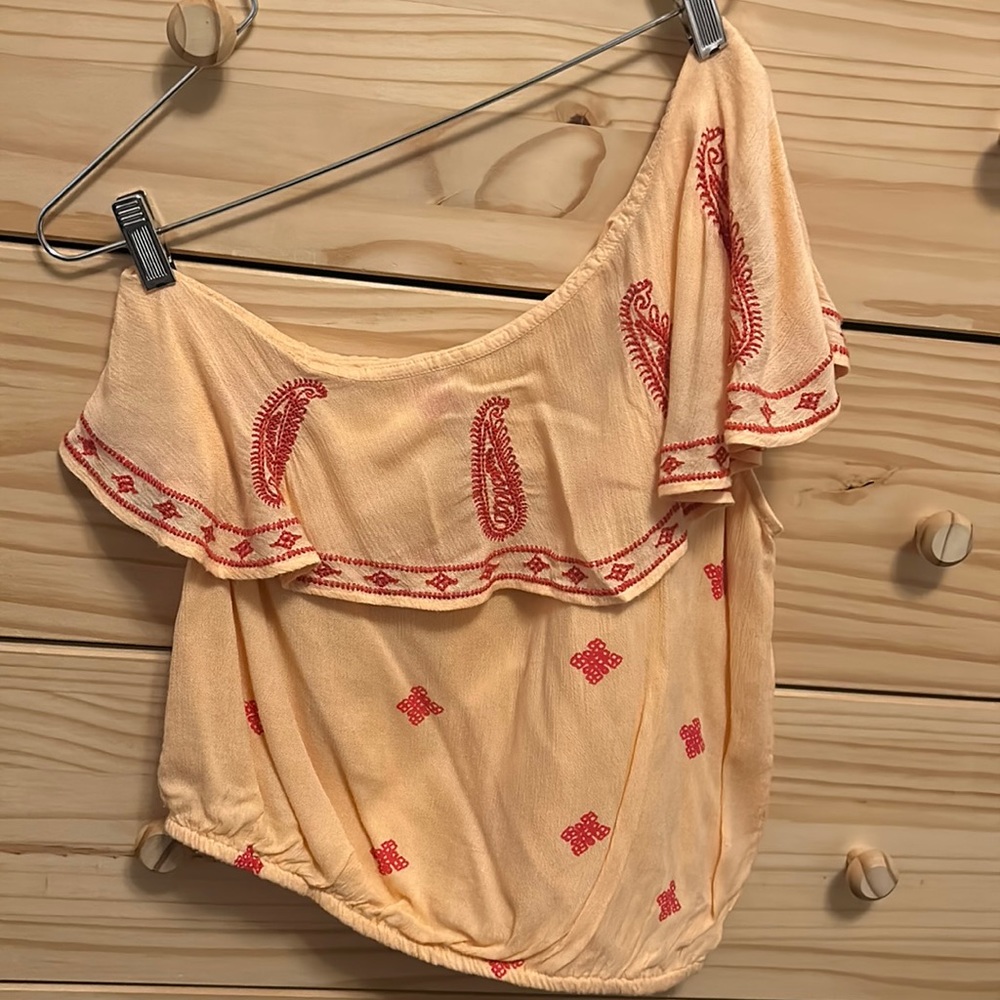 Free People One Shoulder Ruffle Top Small NWOT